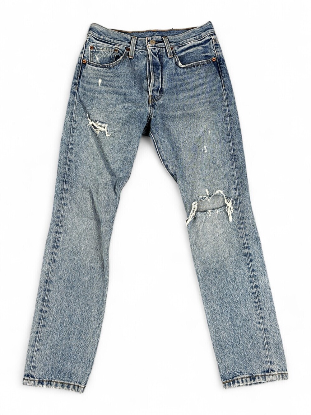 Levis 501 Skinny Light Wash Distressed Ankle‎ Jeans Womens 26x28 29502-0034
